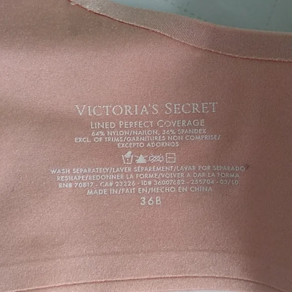 #235 Pink Yellow 36B Lined Perfect Coverage Bra some wear - Picture 7 of 8